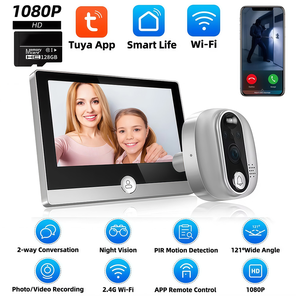 Peephole Camera Viewer - Tuya 1080P WiFi dzwonek do drzwi