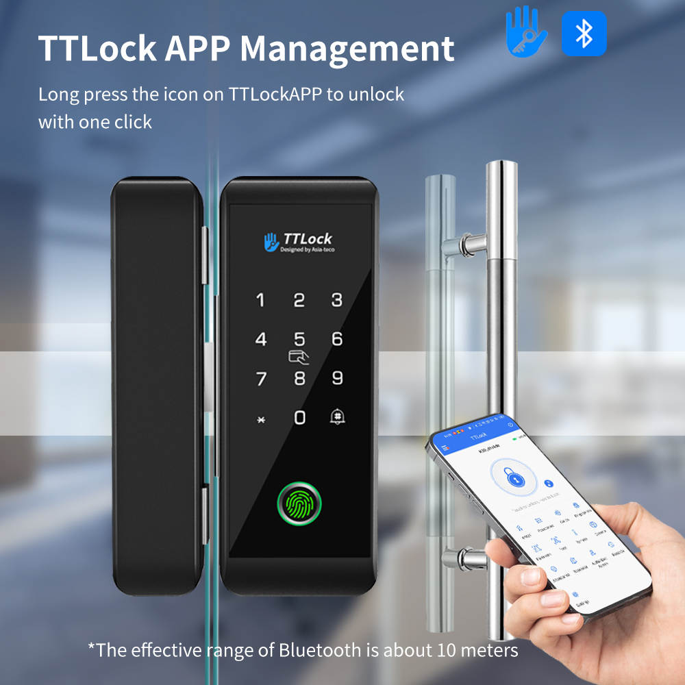 Door Lock Smart Keypad - Inteligentny zamek do szkła TTLOCK, rozpoznawanie