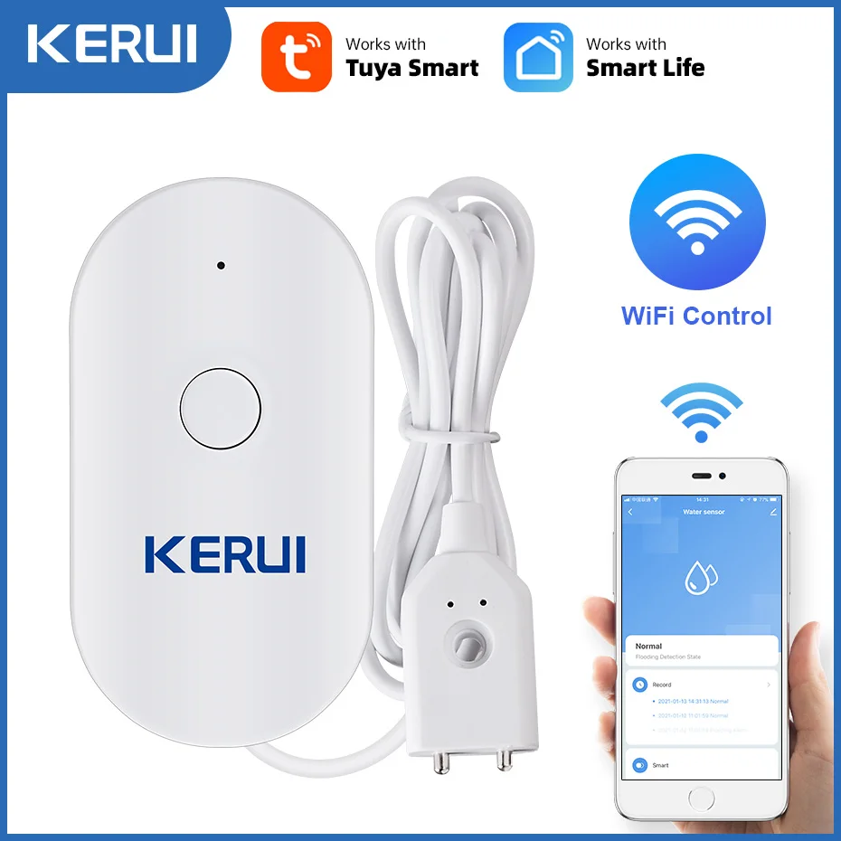 Czujnik zalania WiFi KERUI Sma – Home Security With Monitoring recenzja i cena